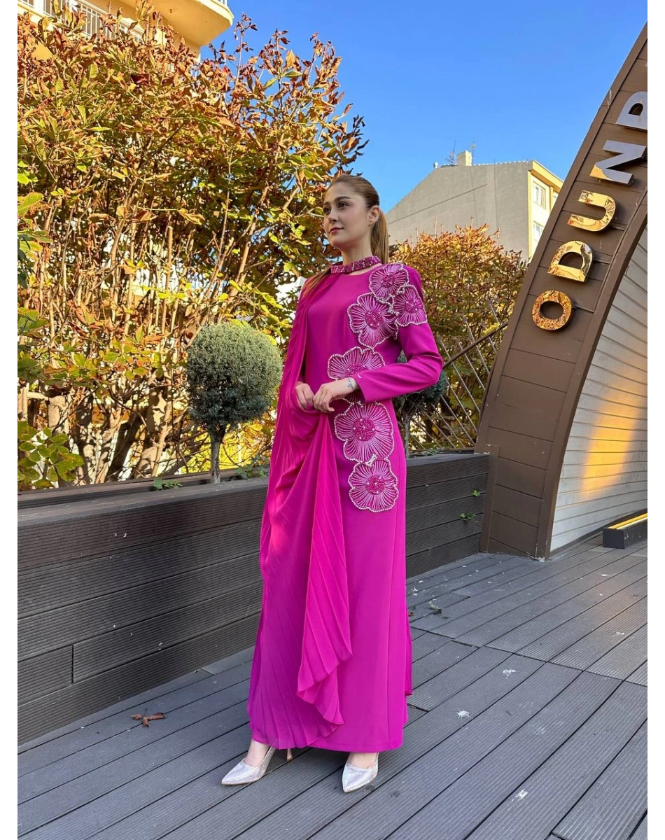 Senna SD242042030043 Fuşya Rosalin Abiye