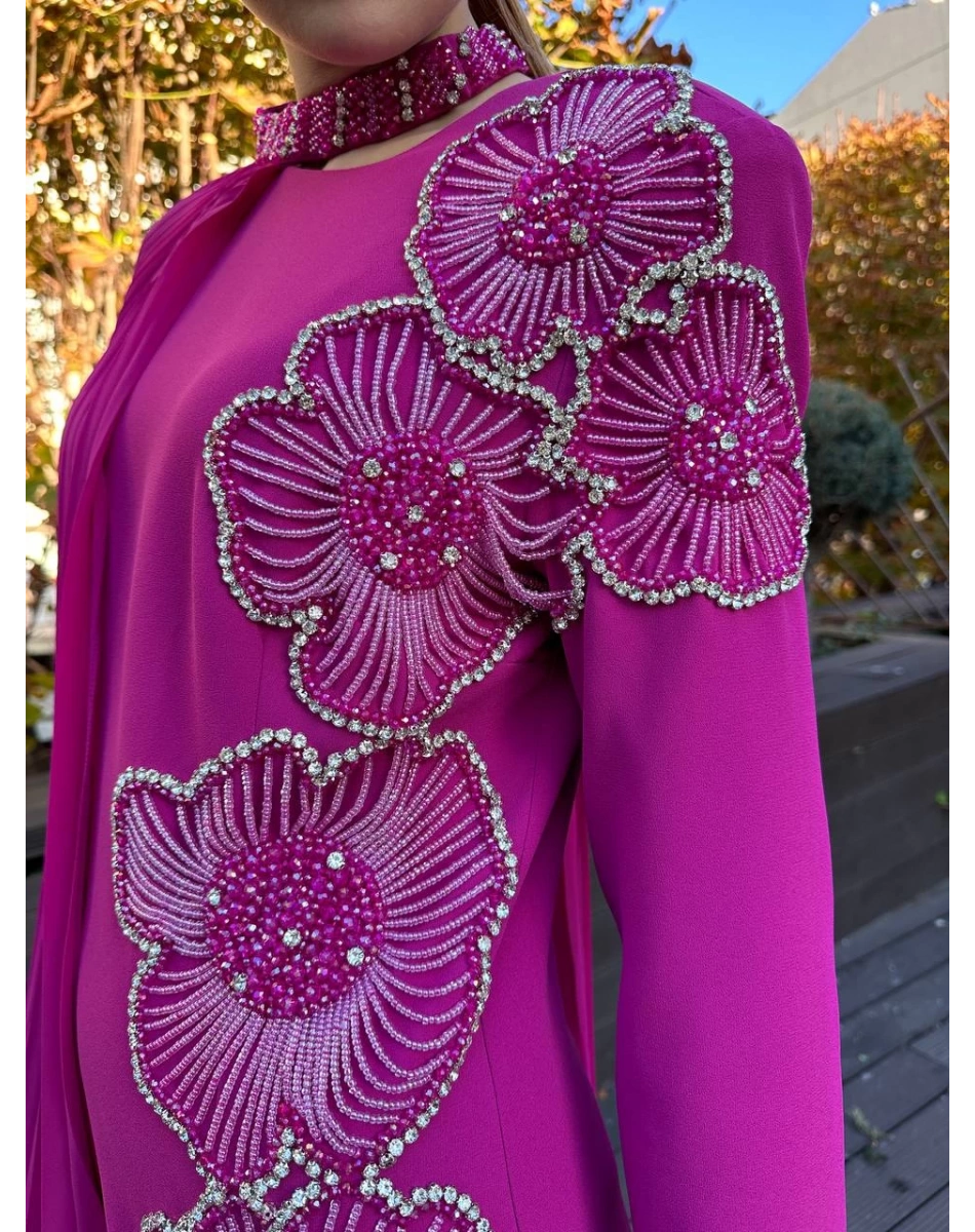 Senna SD242042030043 Fuşya Rosalin Abiye