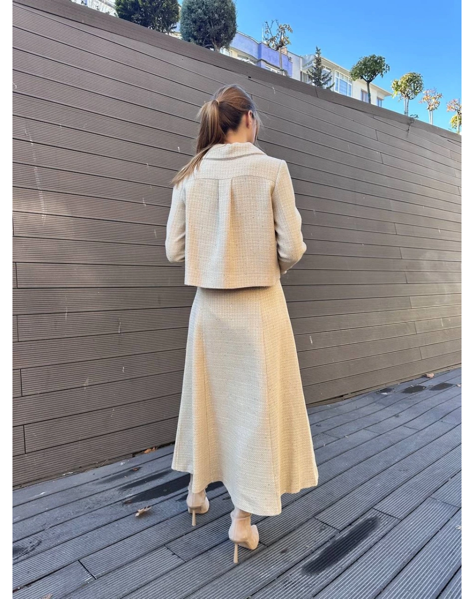 Senna SD251051040021 Bej Aurora Ceket Etek Takım