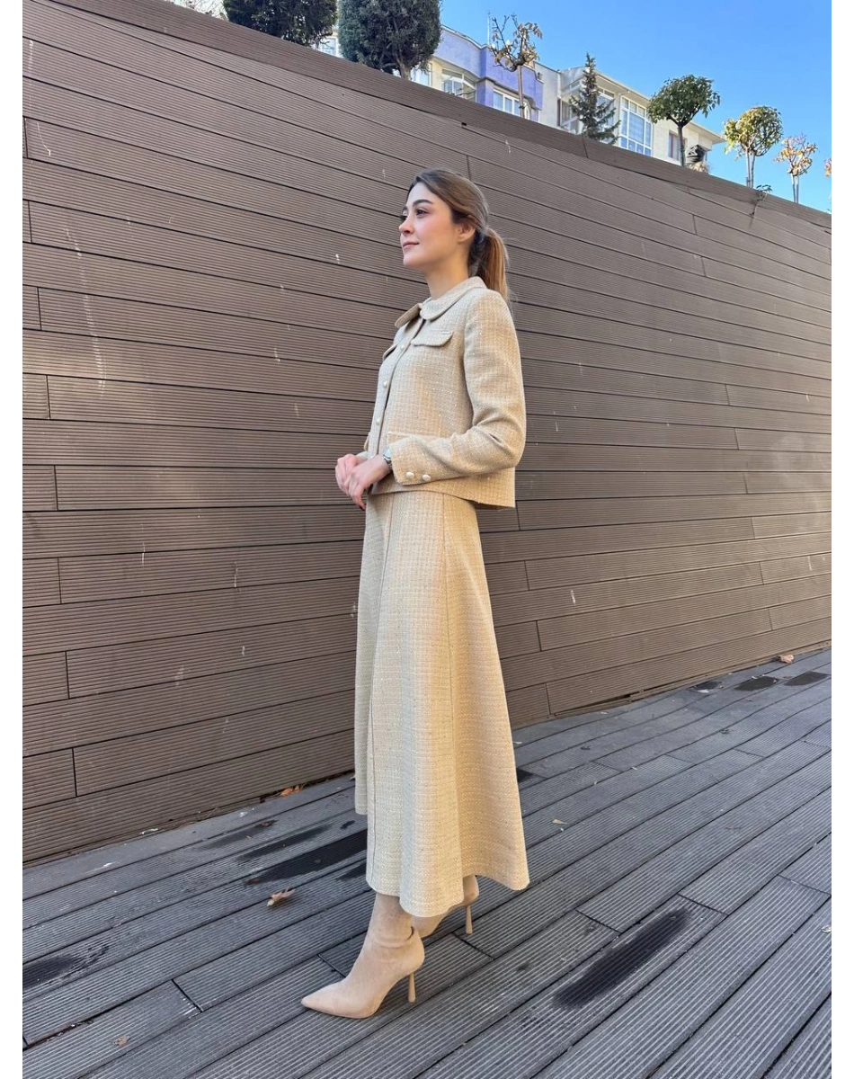 Senna SD251051040021 Bej Aurora Ceket Etek Takım