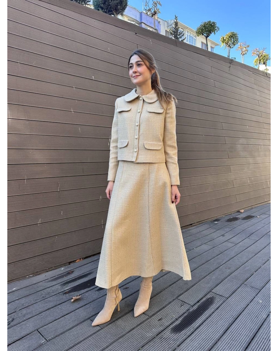 Senna SD251051040021 Bej Aurora Ceket Etek Takım