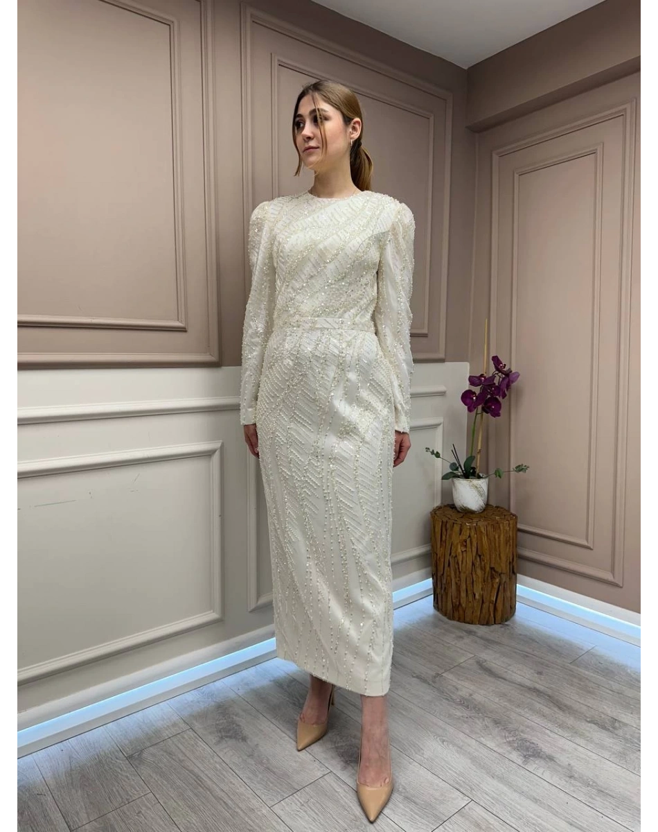 Tiara 261248 Ekru Taşlı Abiye
