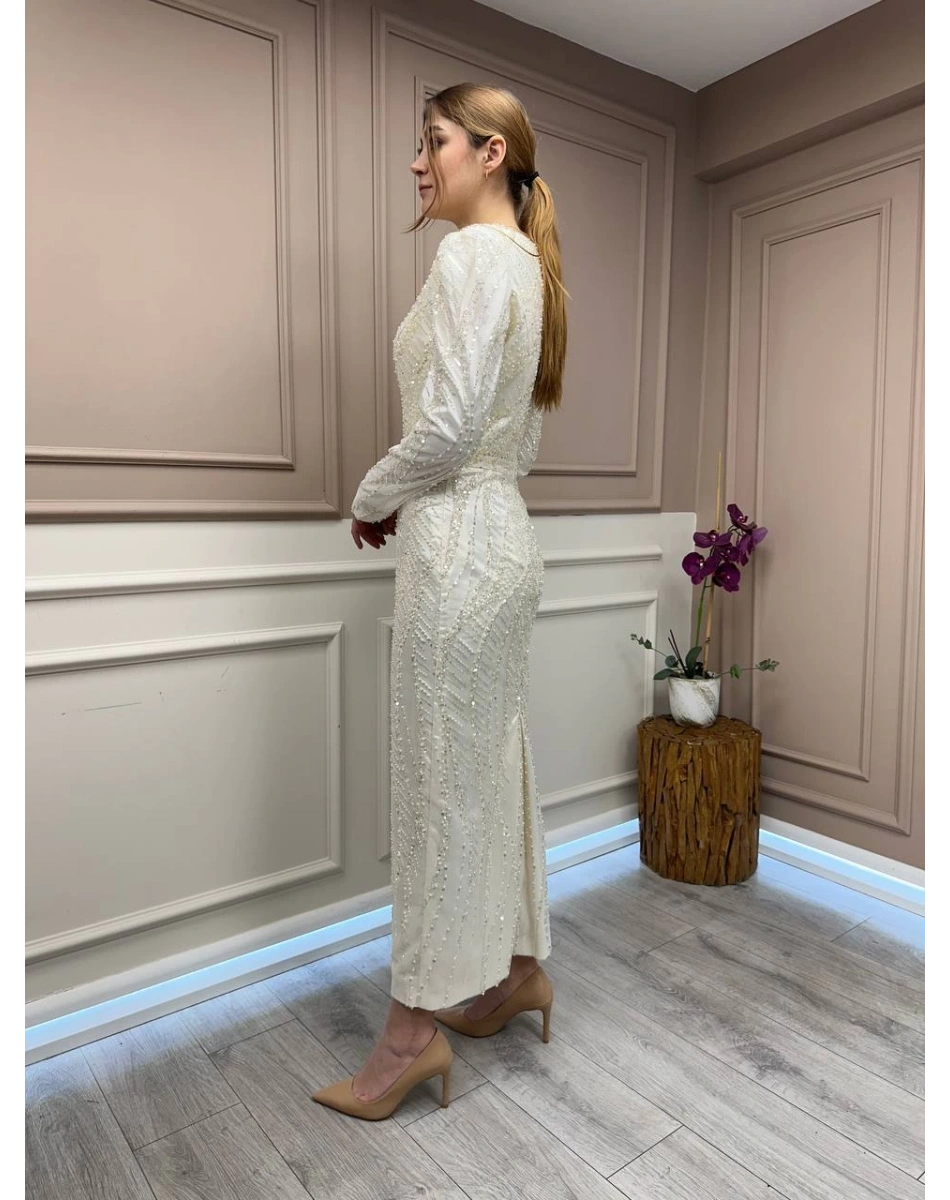 Tiara 261248 Ekru Taşlı Abiye