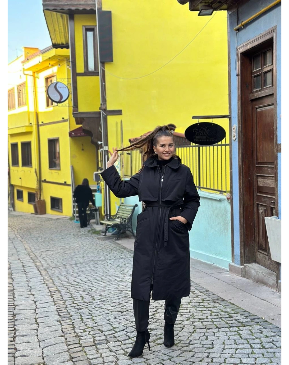 Venöve 24FWKBN0006 Siyah Astin Kaban