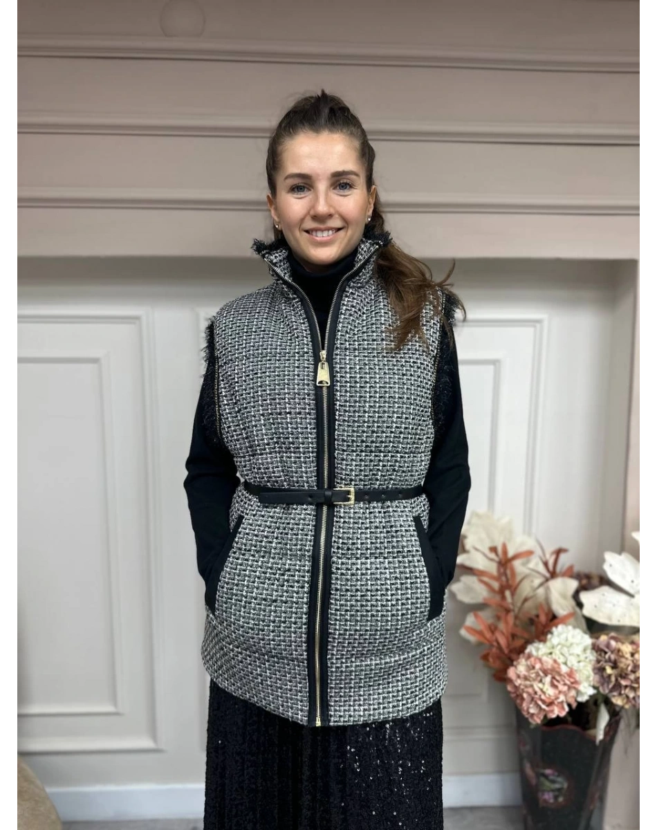 Venöve 24FWYLK0004 Siyah Ekose Fera Yelek