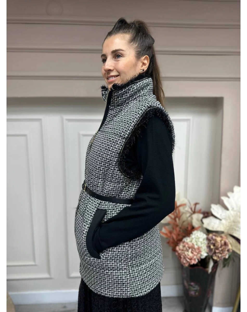 Venöve 24FWYLK0004 Siyah Ekose Fera Yelek