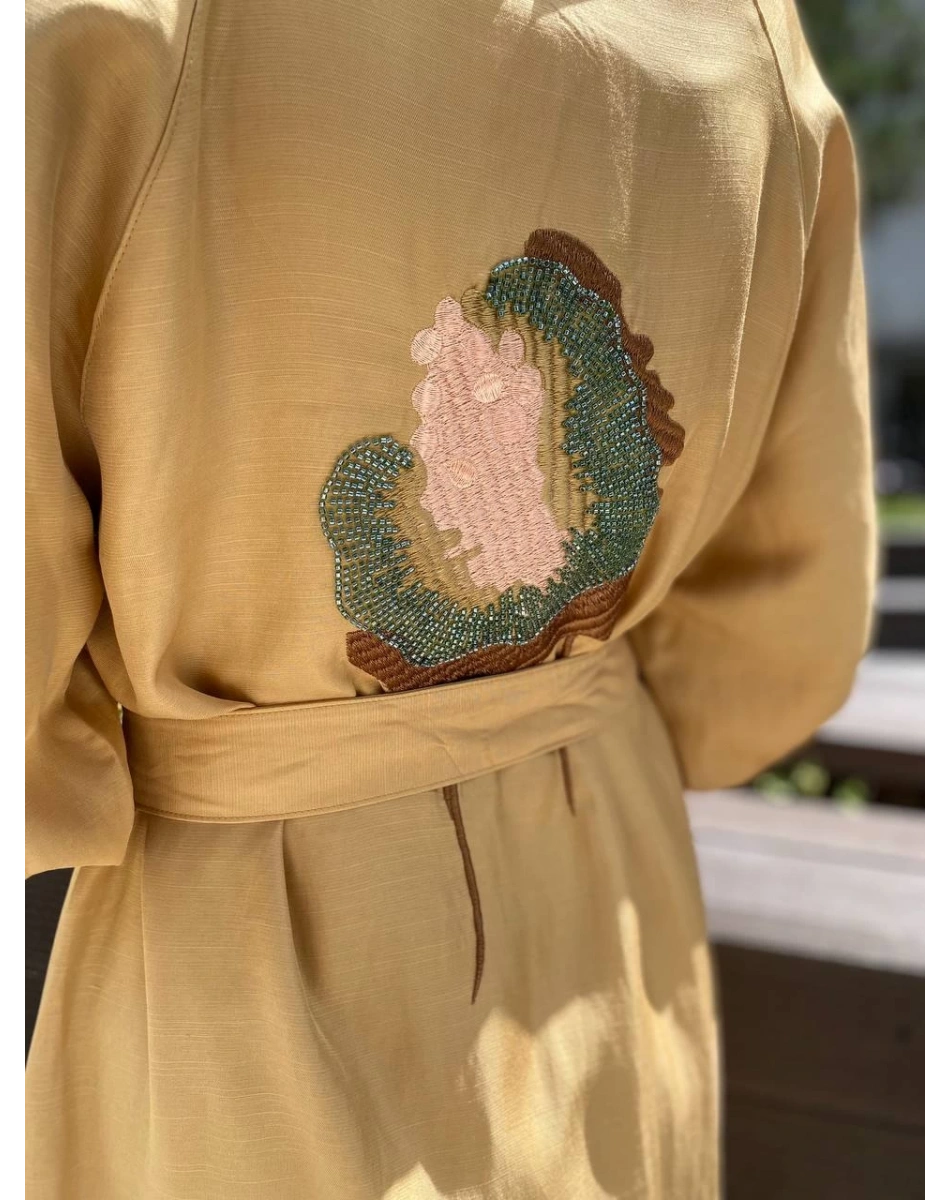 Venöve 24SSEL0032 Bej Wroll Elbise