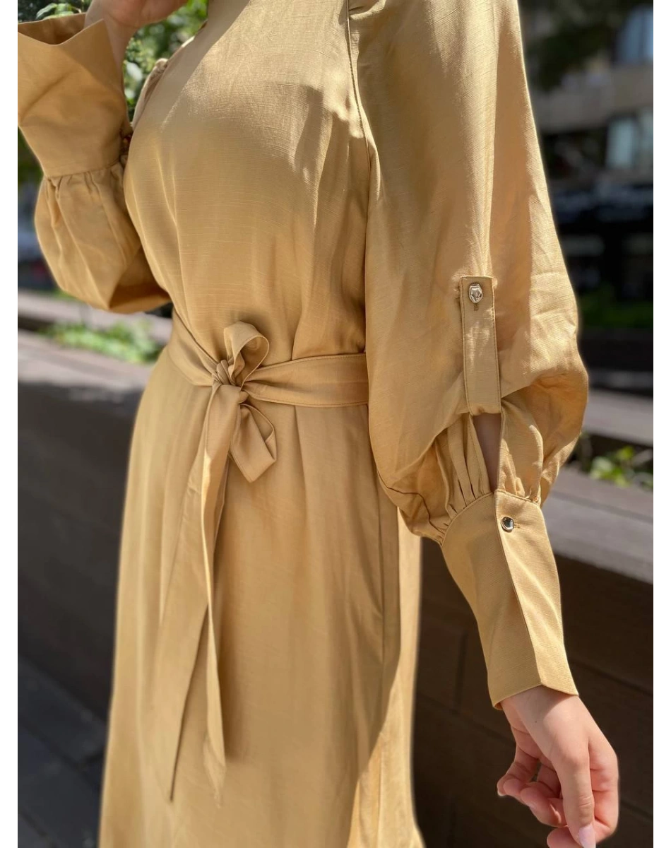 Venöve 24SSEL0032 Bej Wroll Elbise