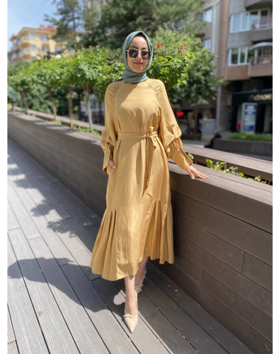 Venöve 24SSEL0032 Bej Wroll Elbise