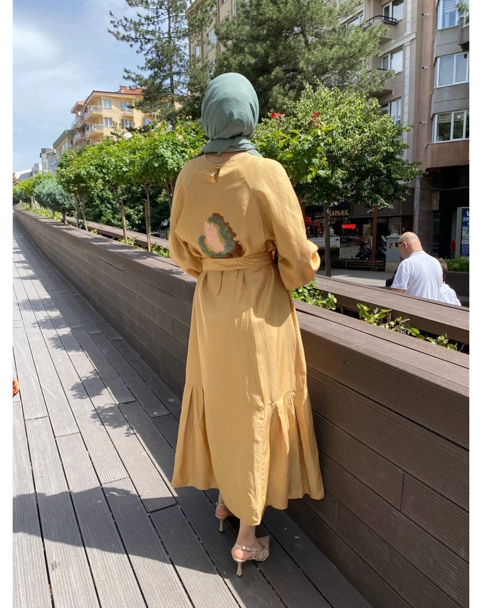 Venöve 24SSEL0032 Bej Wroll Elbise