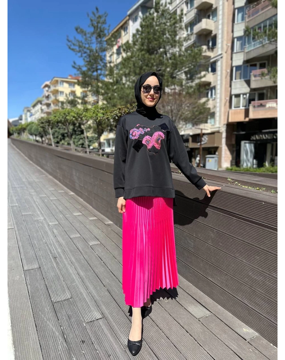 Venöve 24SSETE0001 Fuşya Arta Etek