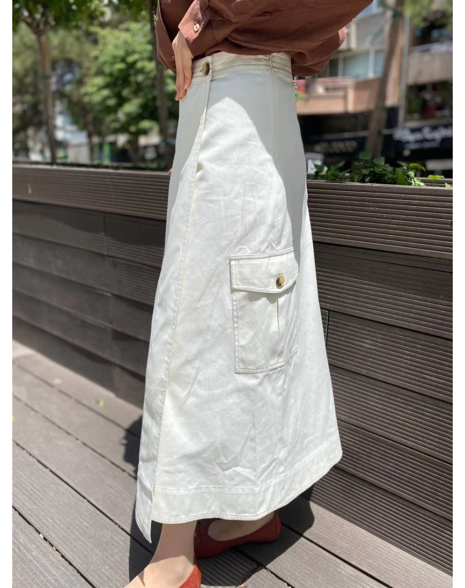 Venöve 24SSETE0009 Ekru Halles Etek