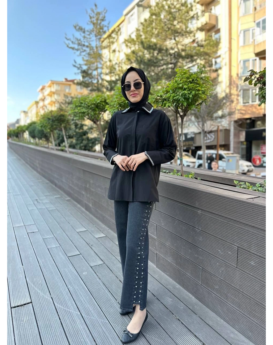 Venöve 24SSGOM0017 Siyah Rovigo Gömlek