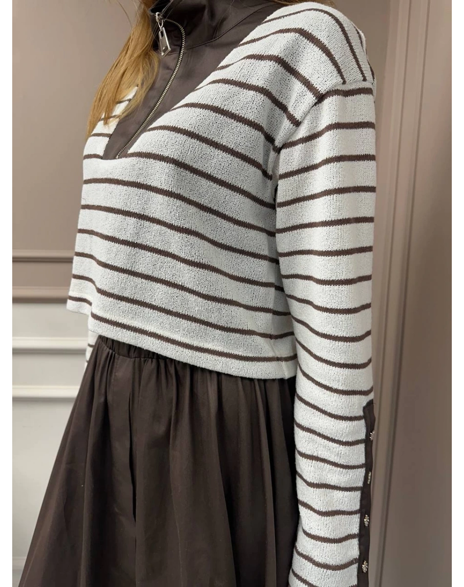 Venöve 25SSELB0001 Kahverengi İnna Elbise