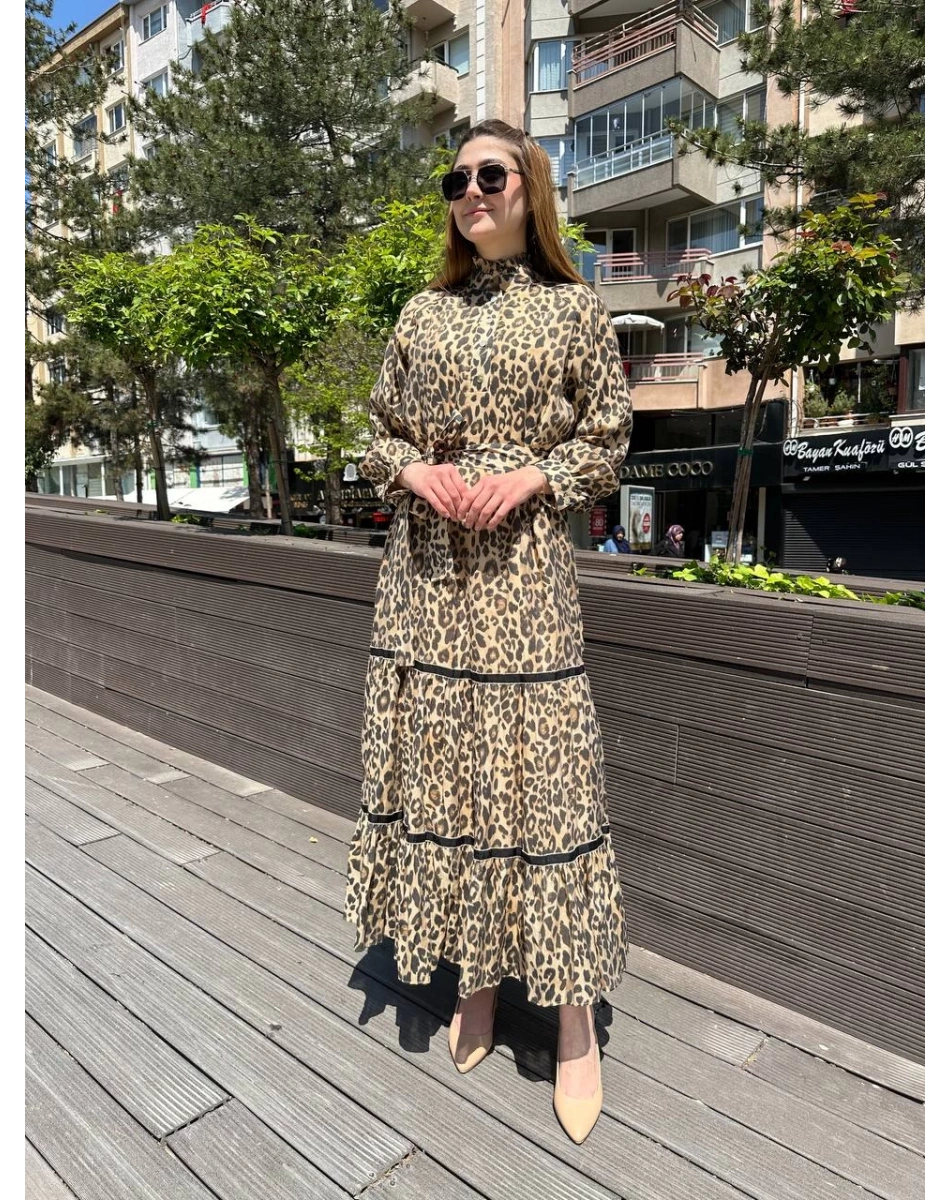 Venöve 25SSELB0002 Leopar Masha Elbise