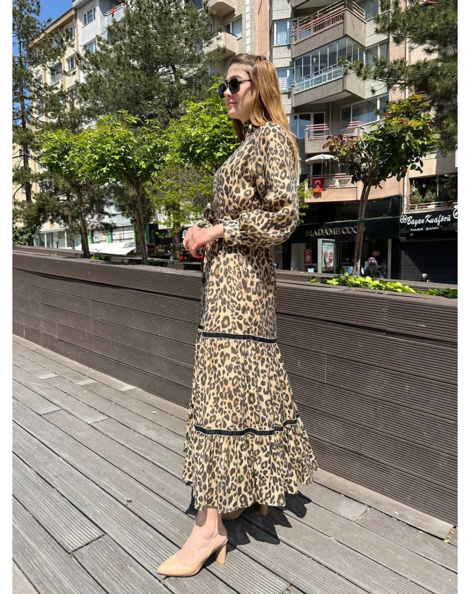 Venöve 25SSELB0002 Leopar Masha Elbise