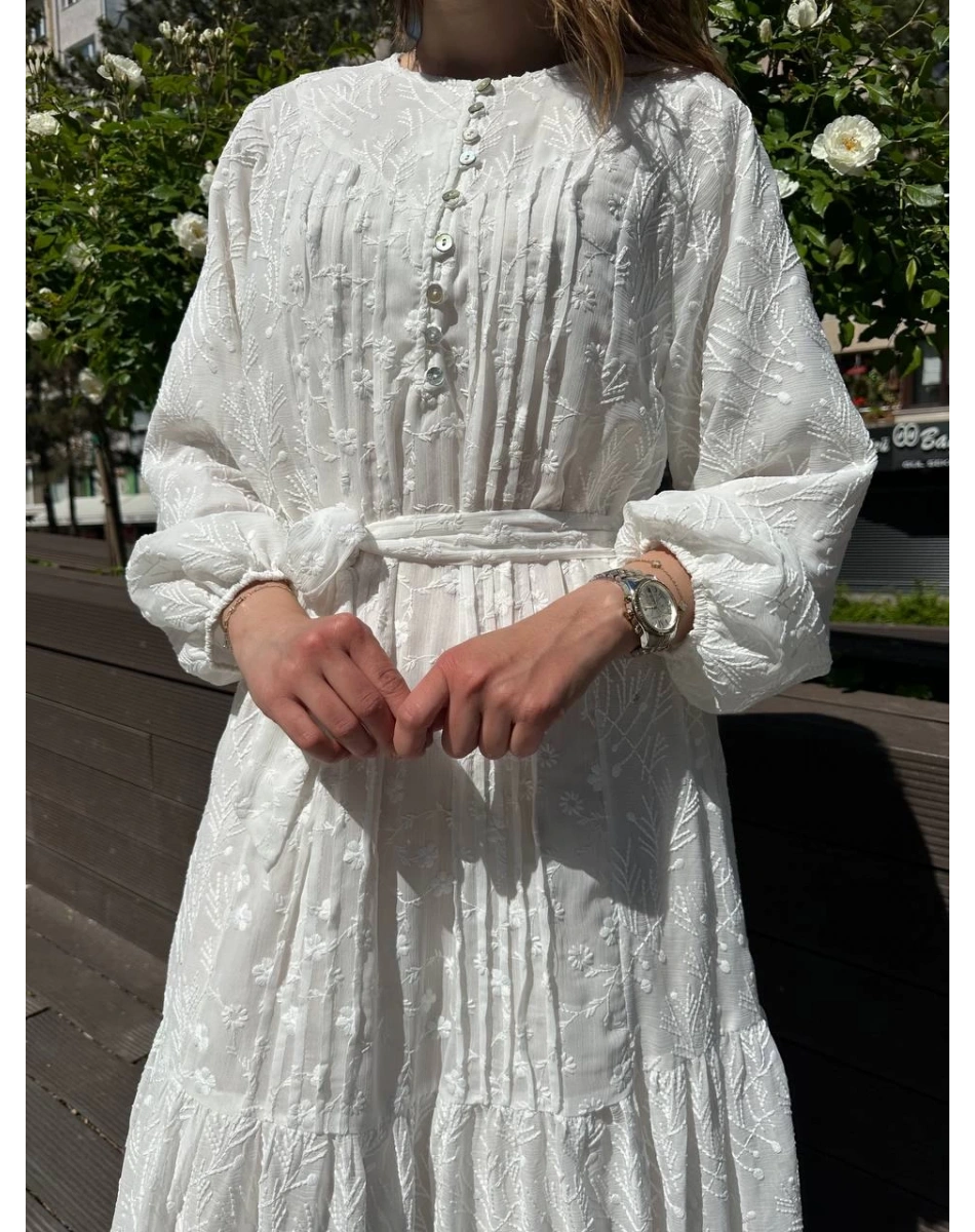 Venöve 25SSELB0013 Beyaz Luther Elbise