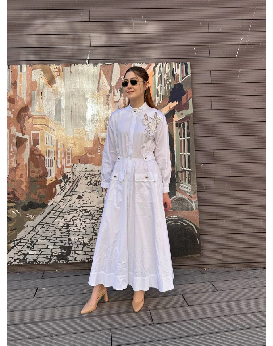 Venöve 25SSELB0021 Beyaz Grace Elbise