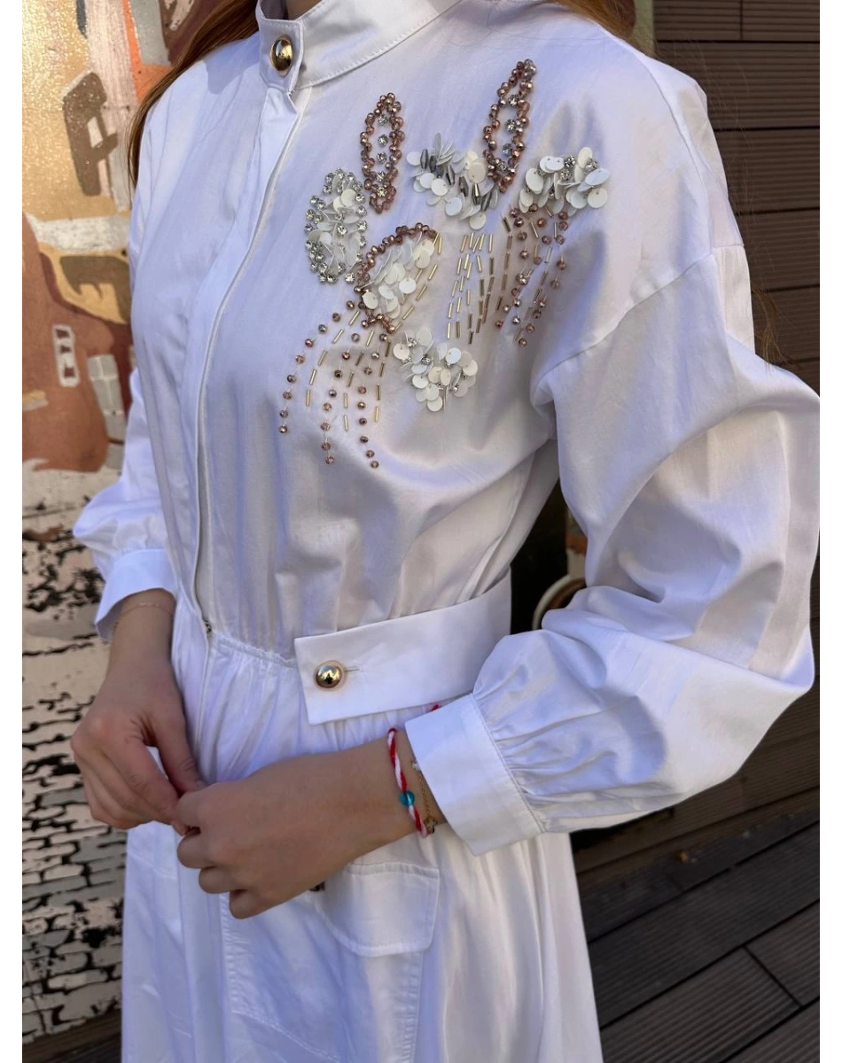 Venöve 25SSELB0021 Beyaz Grace Elbise