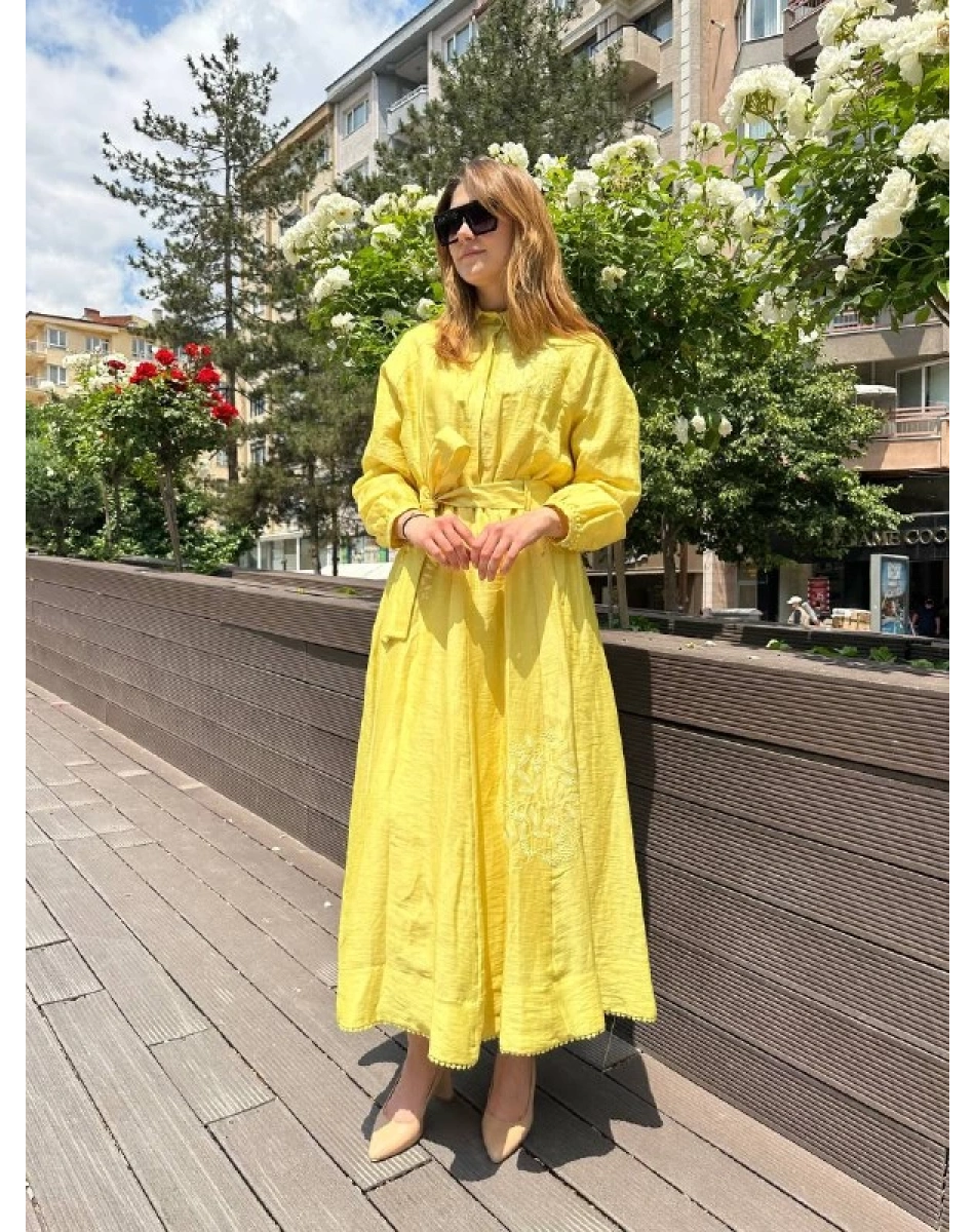 Venöve 25SSELB0028 Sarı Lily Elbise