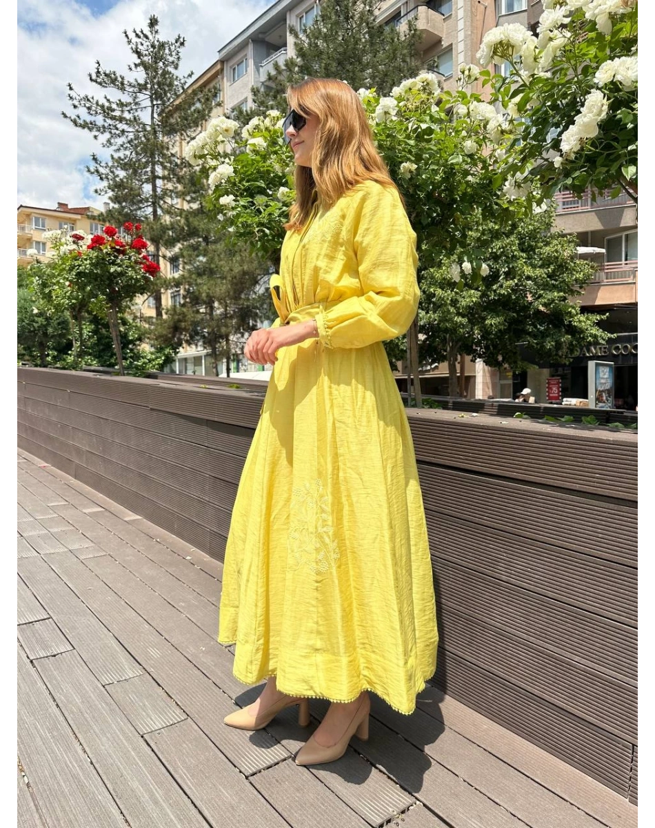 Venöve 25SSELB0028 Sarı Lily Elbise