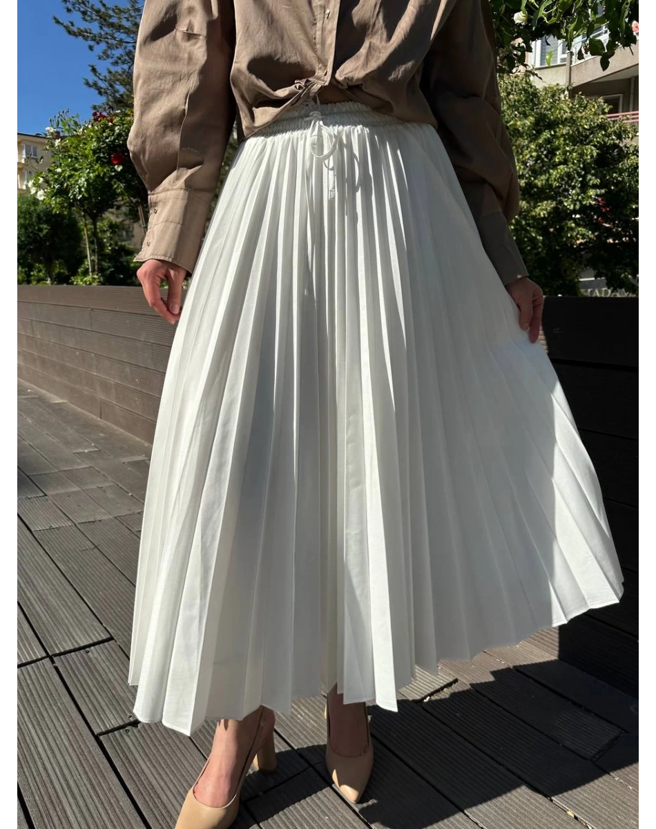 Venöve 25SSETE0002 Beyaz Brandi Etek