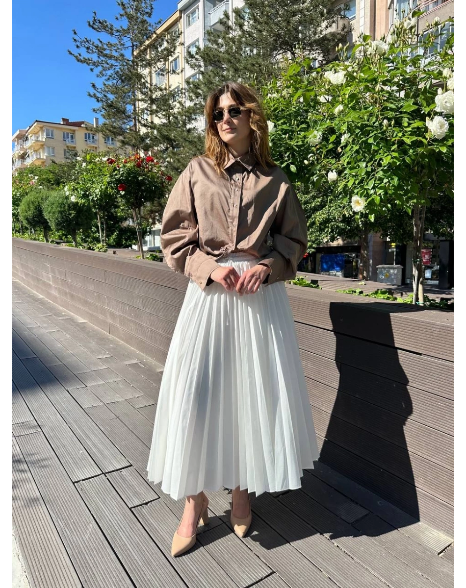 Venöve 25SSETE0002 Beyaz Brandi Etek