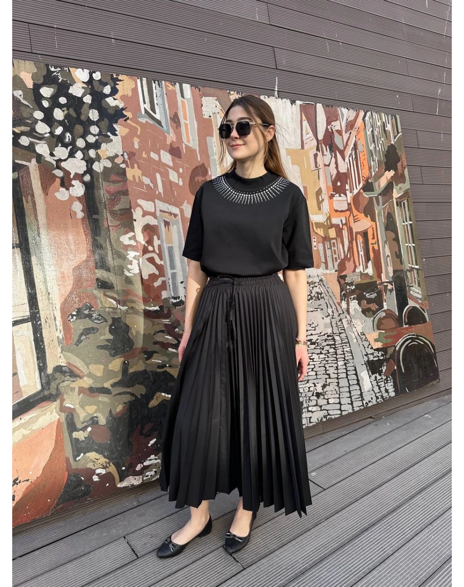 Venöve 25SSETE0002 Siyah Brandi Etek