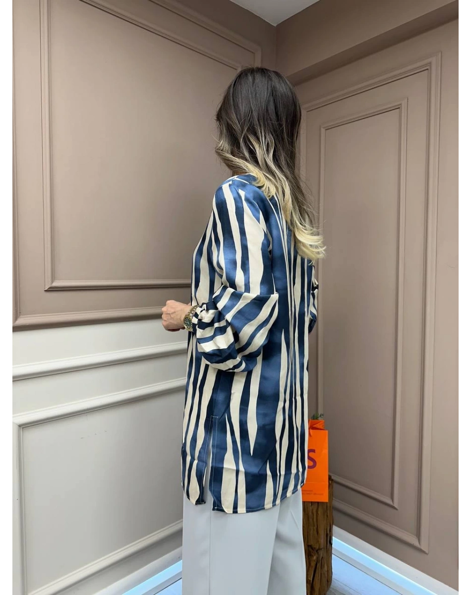 Venöve 25SSGOM0003 Mavi Flora Gömlek