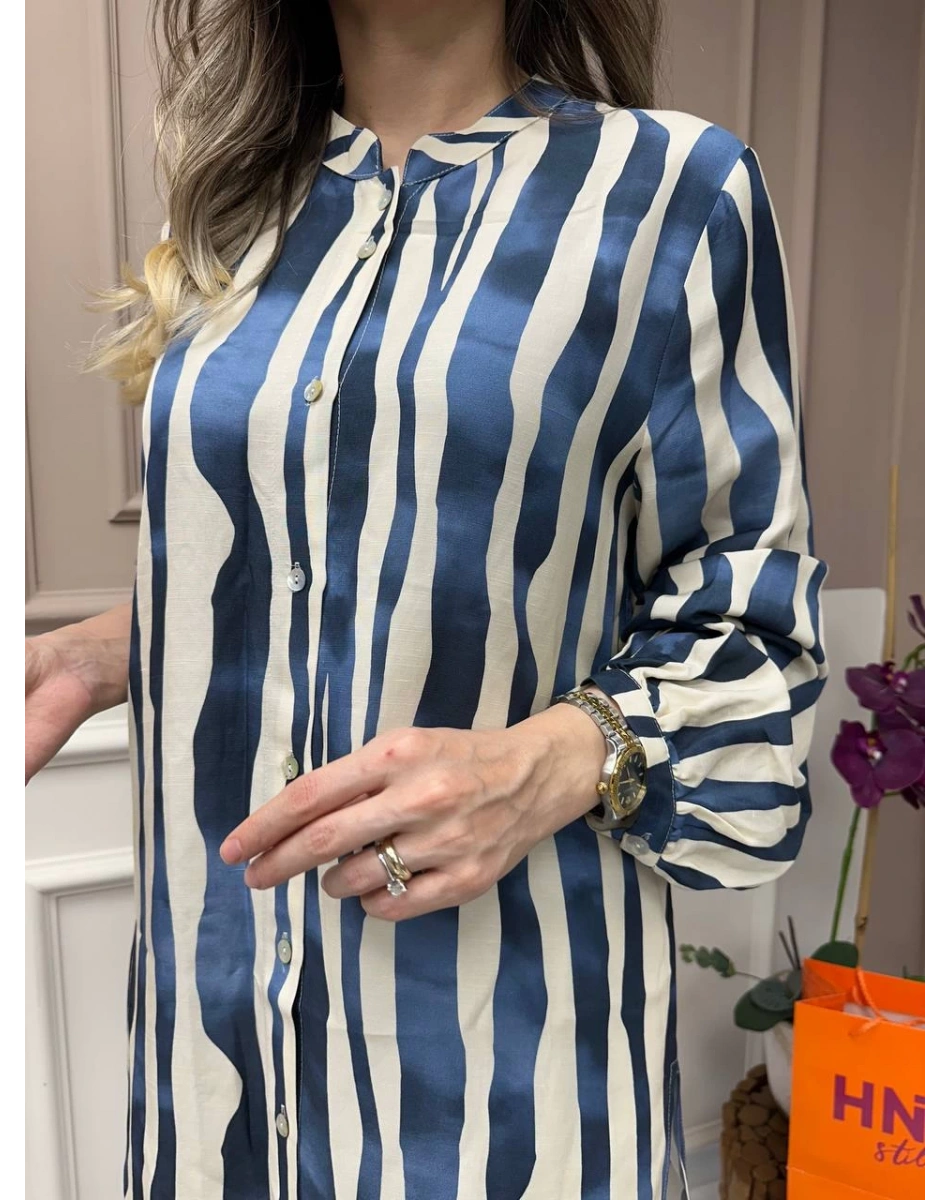 Venöve 25SSGOM0003 Mavi Flora Gömlek