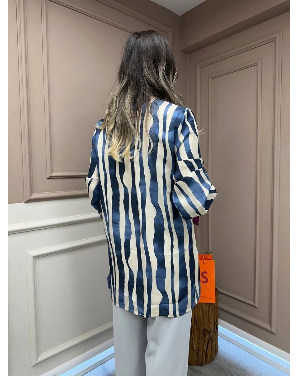 Venöve 25SSGOM0003 Mavi Flora Gömlek