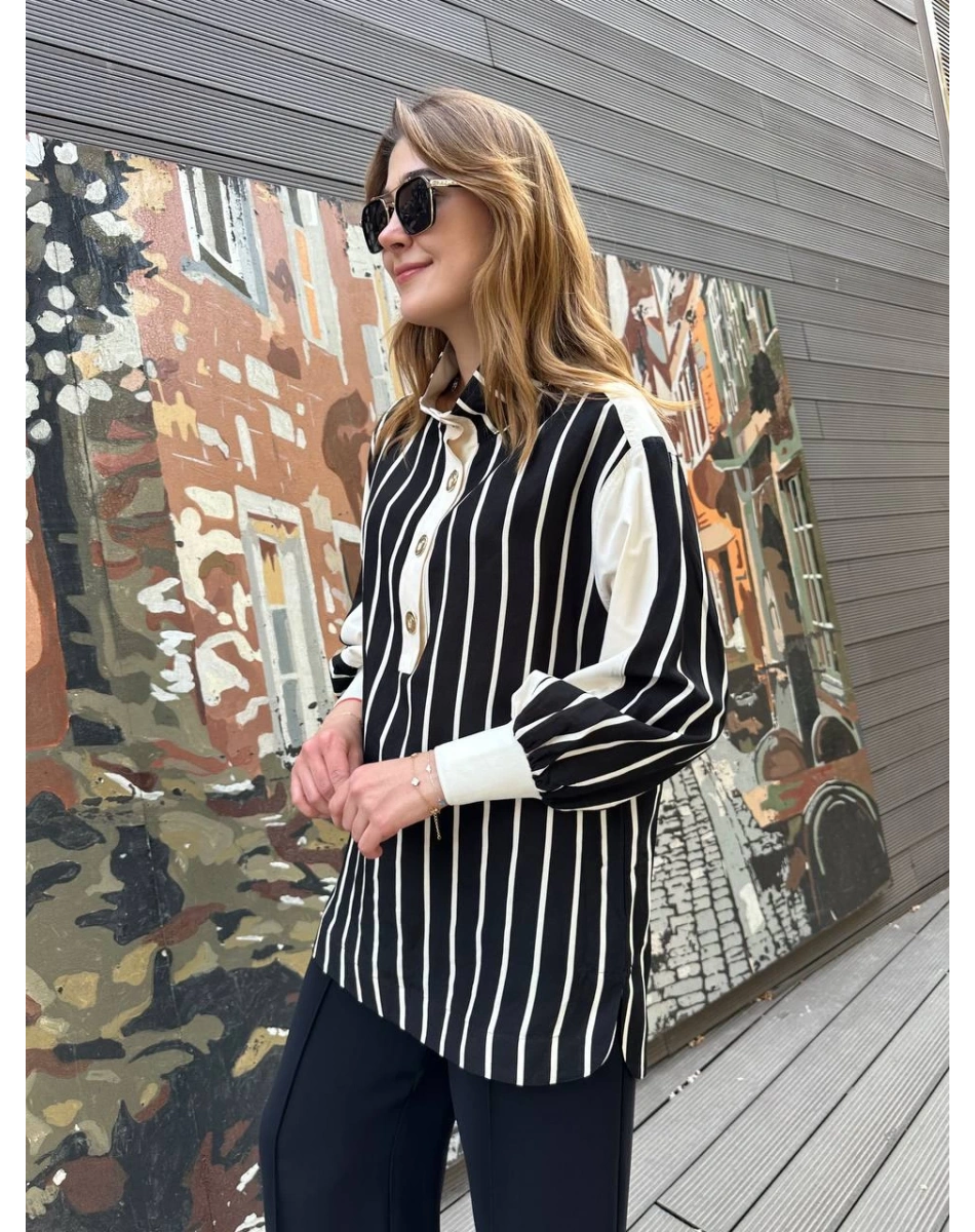 Venöve 25SSGOM0016 Çizgili Larah Gömlek