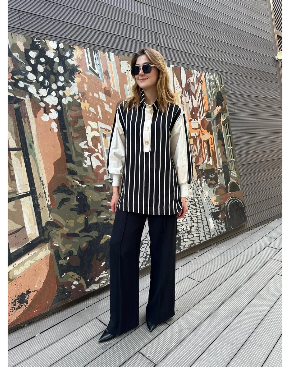 Venöve 25SSGOM0016 Çizgili Larah Gömlek