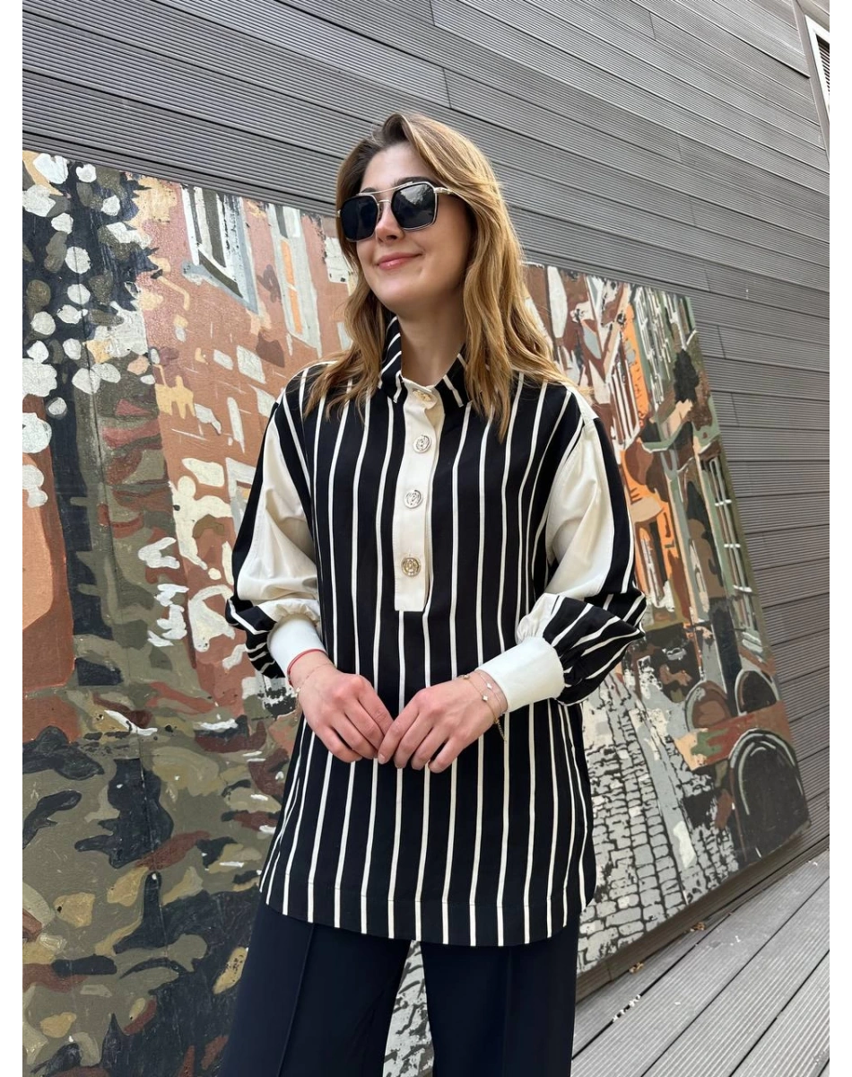 Venöve 25SSGOM0016 Çizgili Larah Gömlek