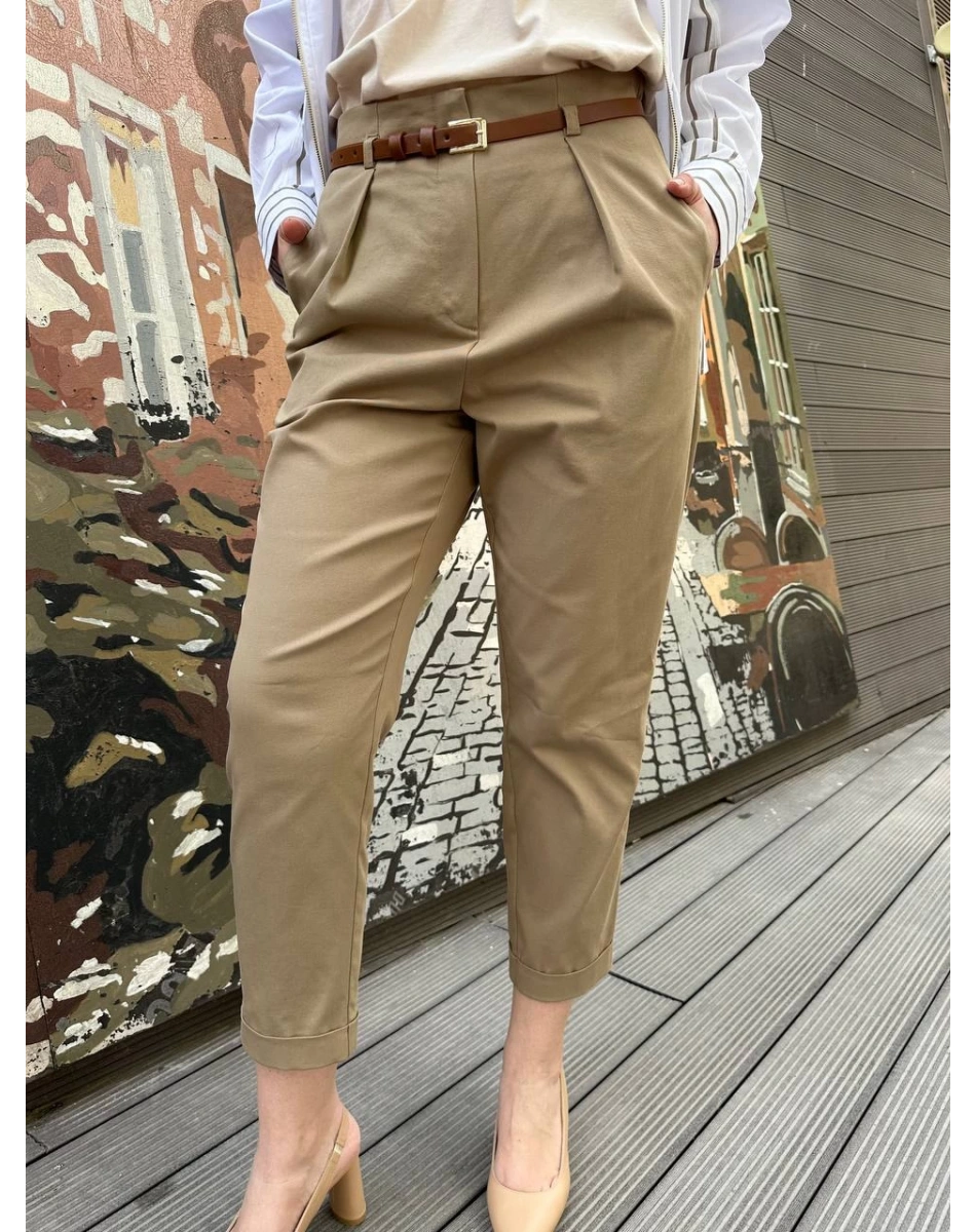 Venöve 25SSPNT0021 Camel Sierra Pantolon