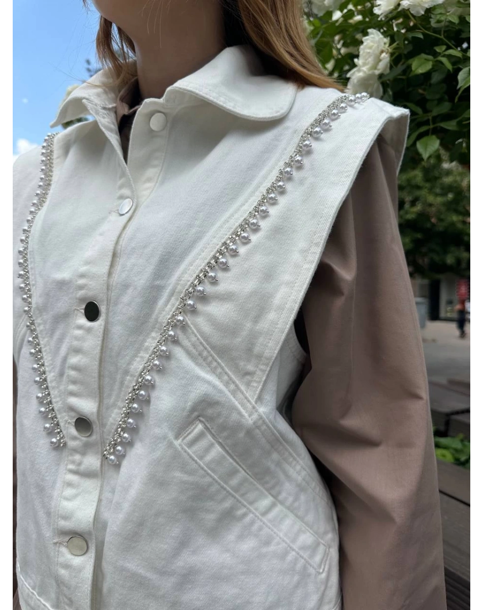 Venöve 25SSYLK0001 Beyaz Fiona Yelek