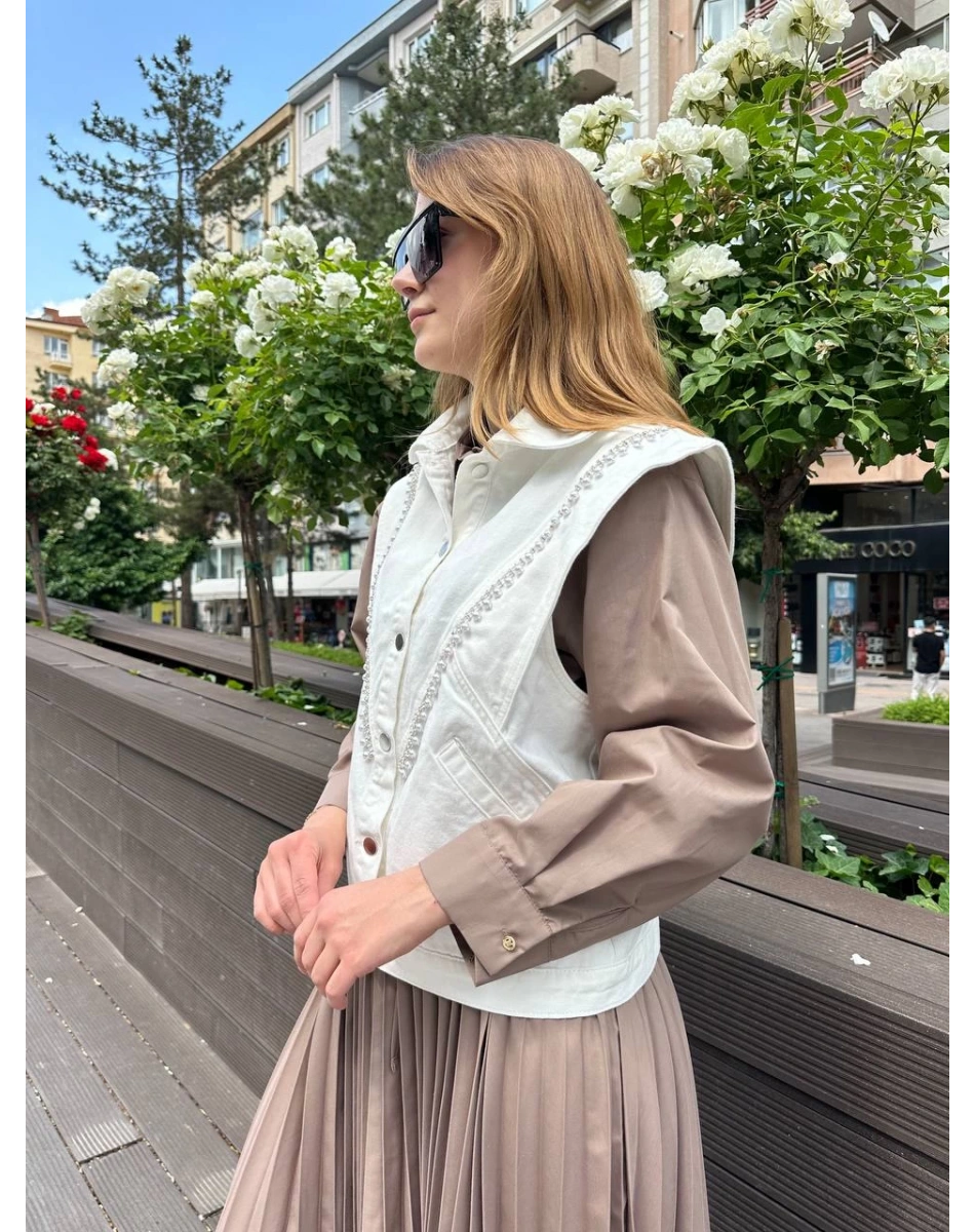 Venöve 25SSYLK0001 Beyaz Fiona Yelek