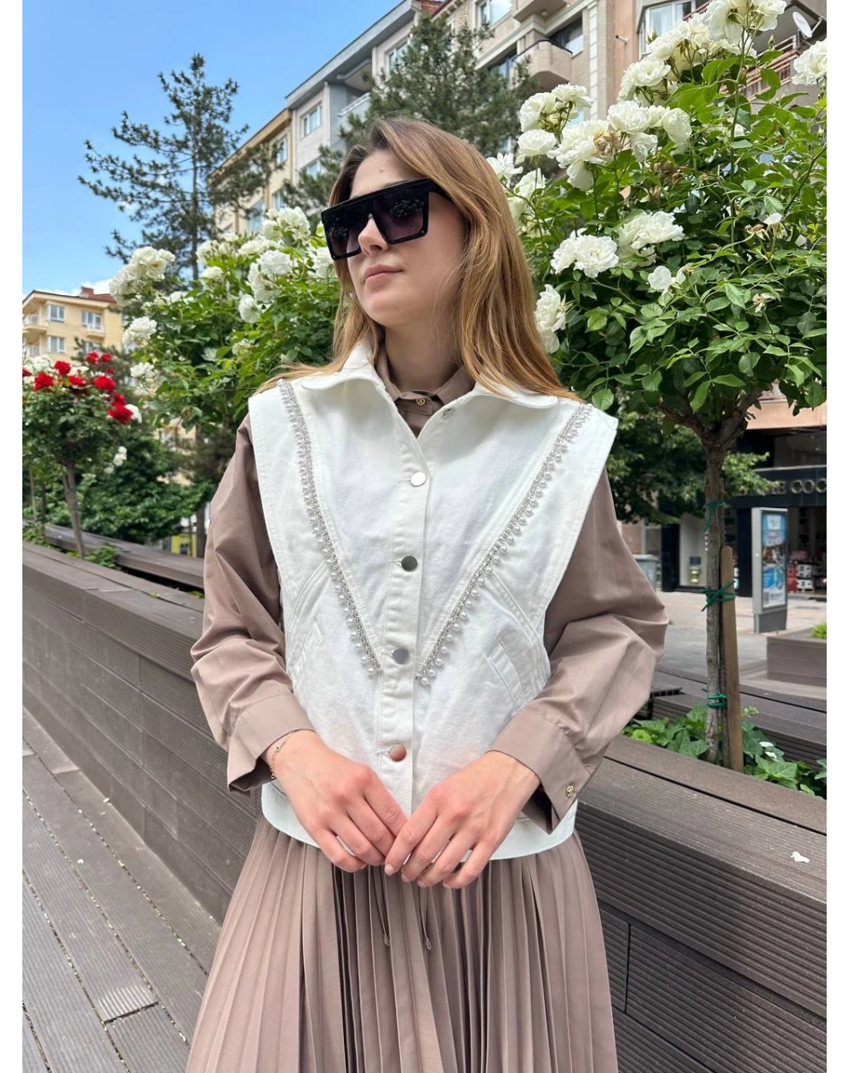 Venöve 25SSYLK0001 Beyaz Fiona Yelek