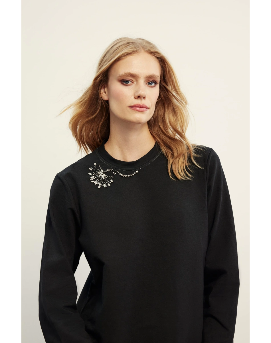 Venöve 26FWBLZ0001 Siyah Sune Bluz