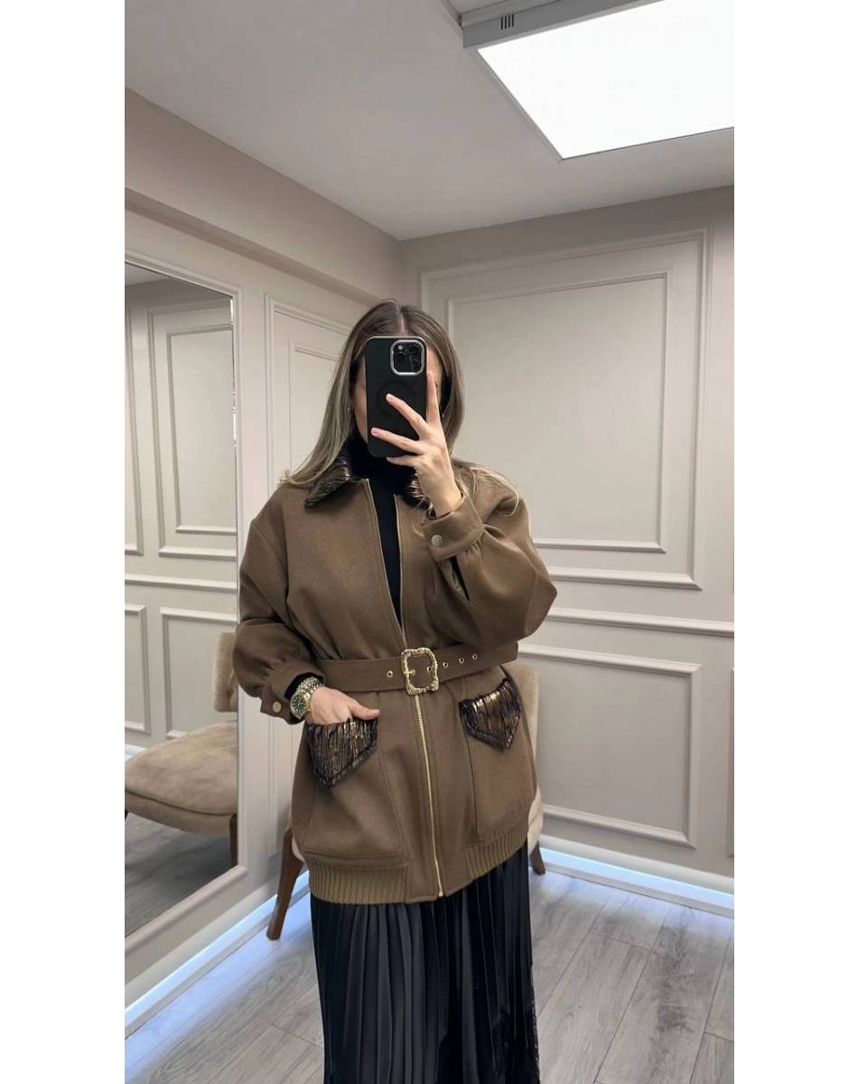 Venöve 26FWCEK0013 Bej Borry Ceket