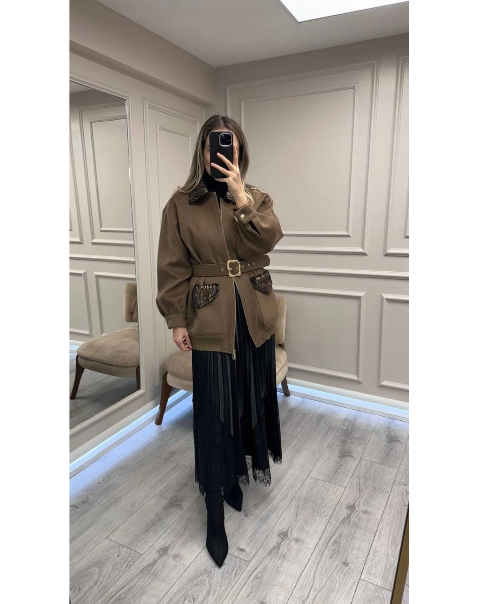 Venöve 26FWCEK0013 Bej Borry Ceket