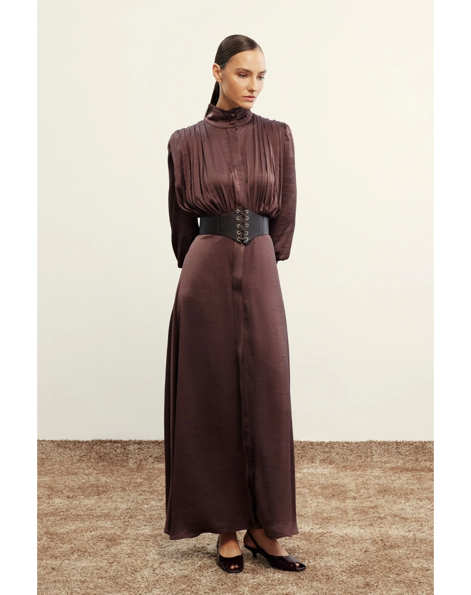 Venöve 26FWELB0004 Kahverengi Perla Elbise