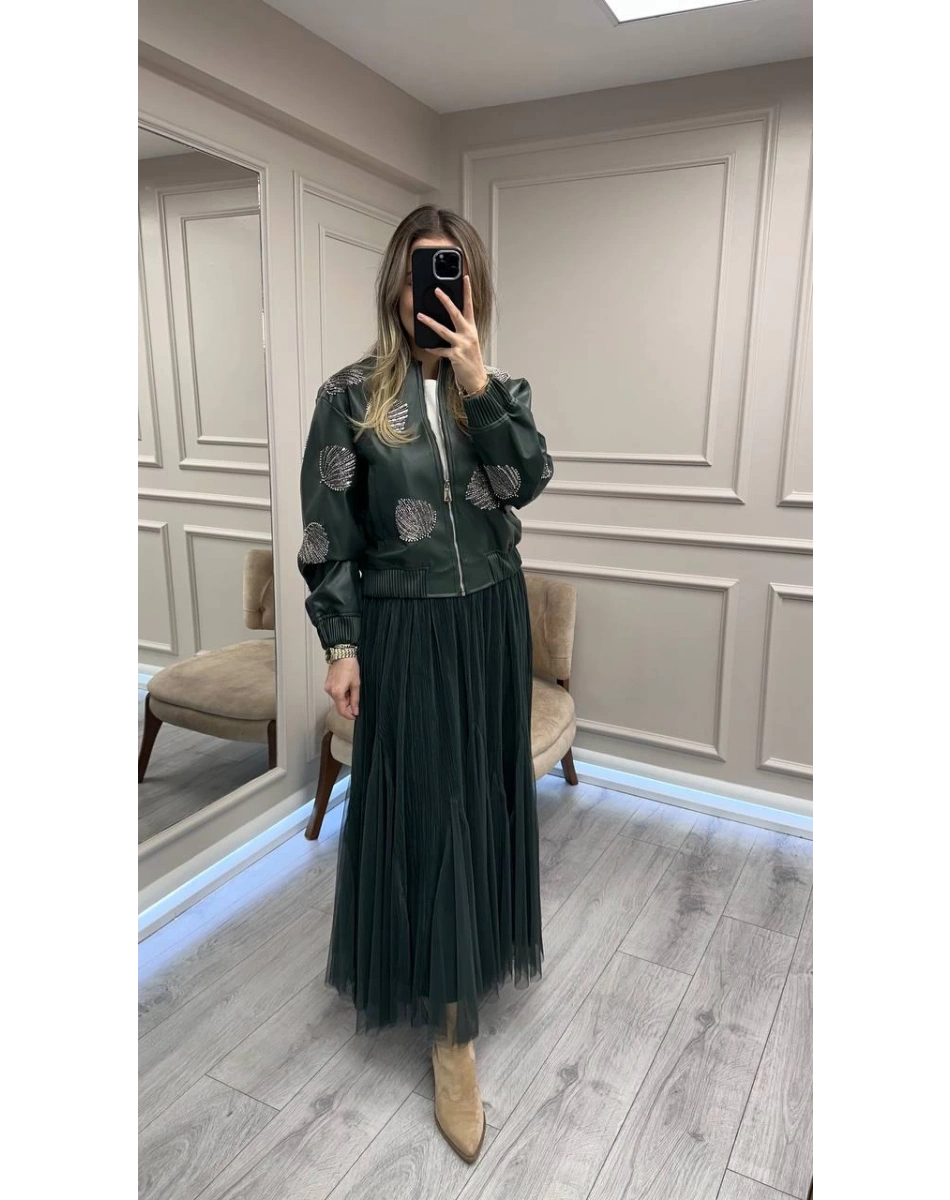 Venöve 26FWETE0006 Yeşil Finn Etek