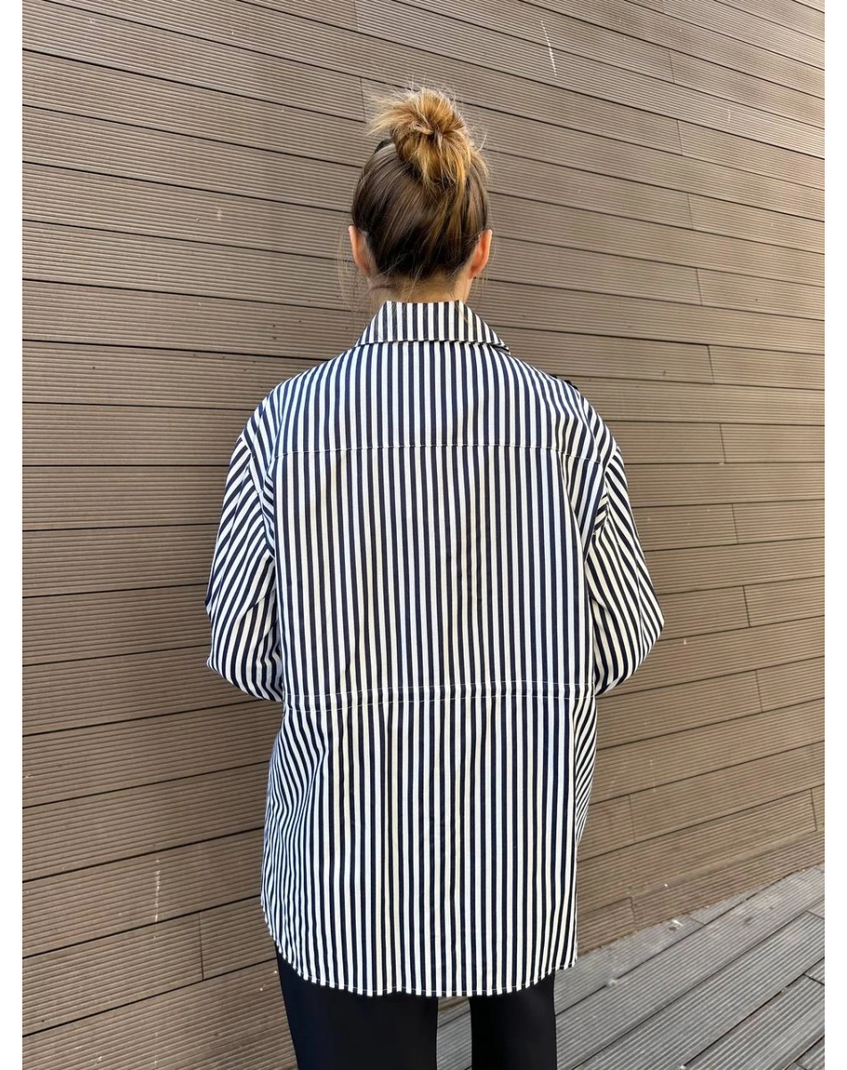 Venöve 26FWGOM0002 Lacivert Çizgili Betty Gömlek