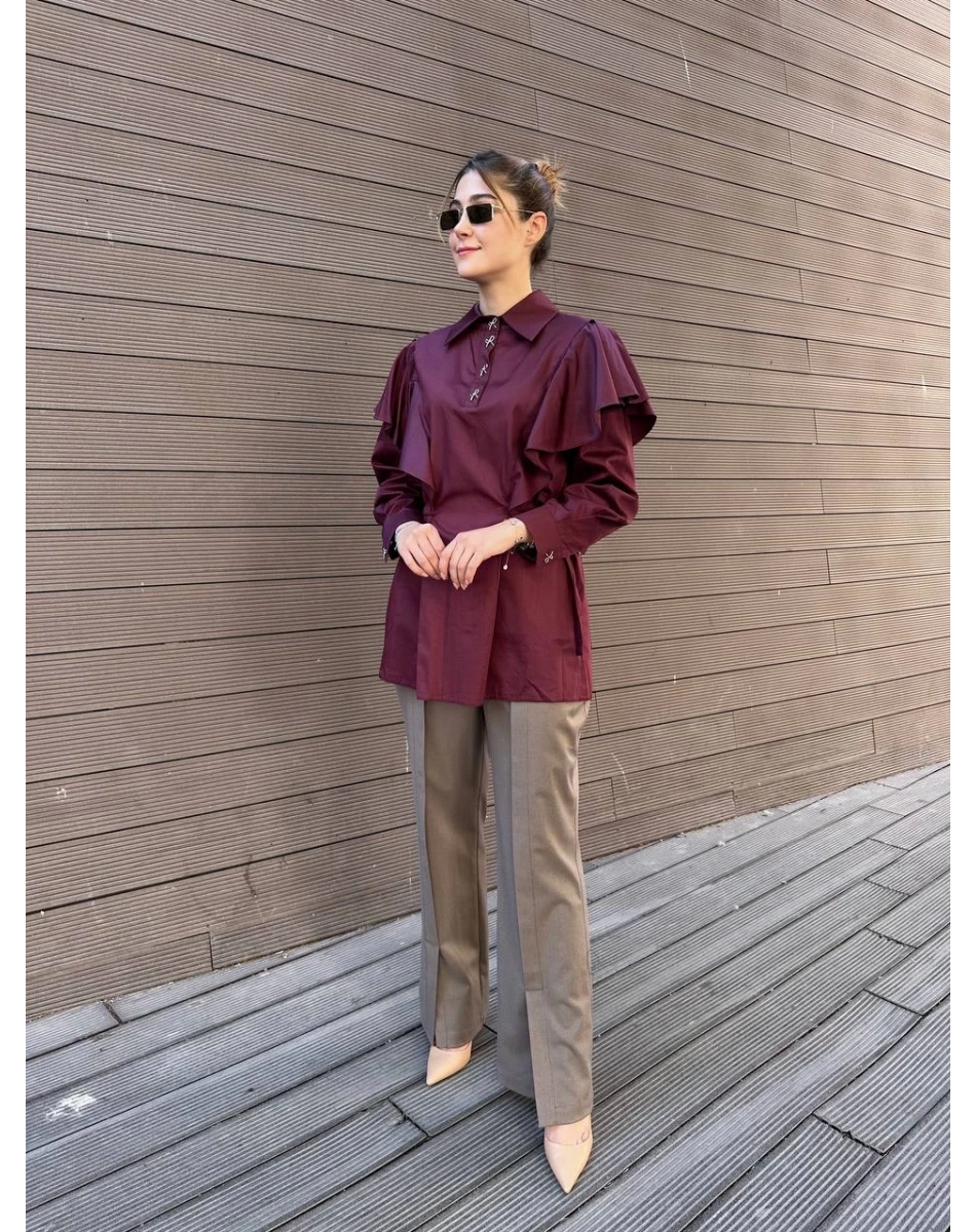 Venöve 26FWGOM0007 Bordo Danny Gömlek