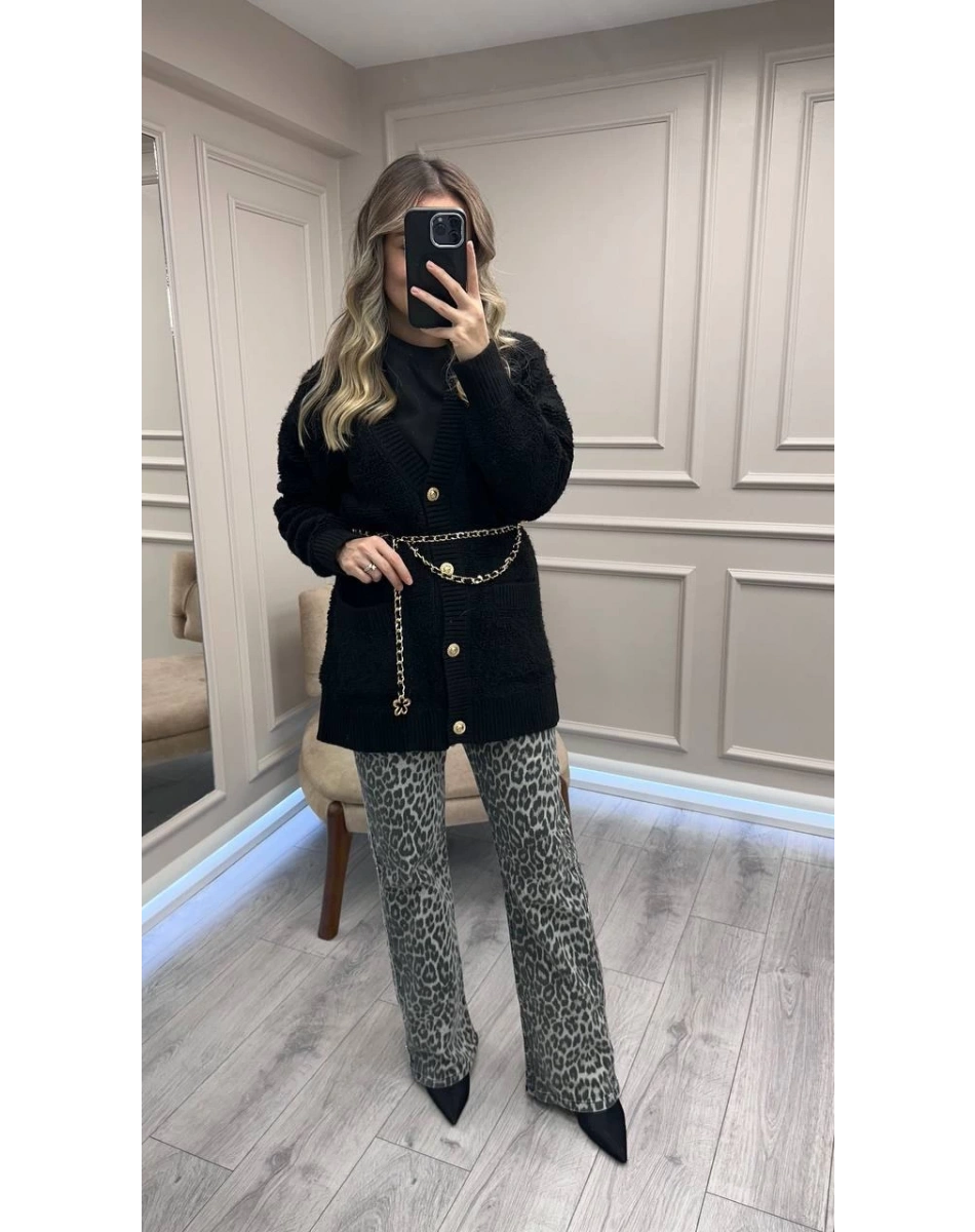 Venöve 26FWHRK0003 Siyah Norre Hırka