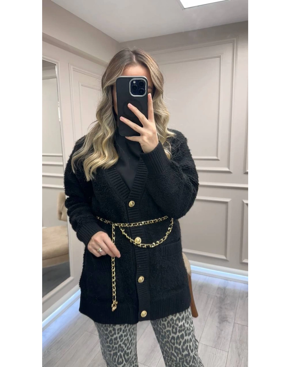 Venöve 26FWHRK0003 Siyah Norre Hırka