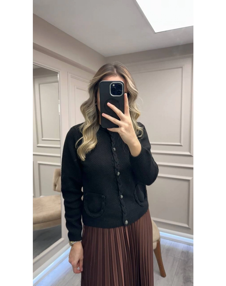 Venöve 26FWHRK0004 Siyah Becca Hırka