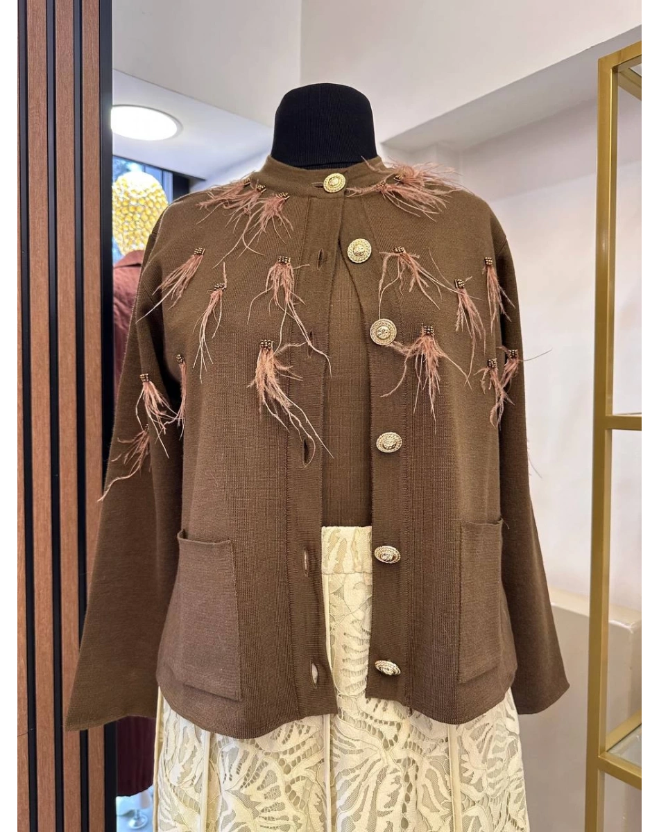 Venöve 26FWHRK0006 Kahverengi Misa Hırka