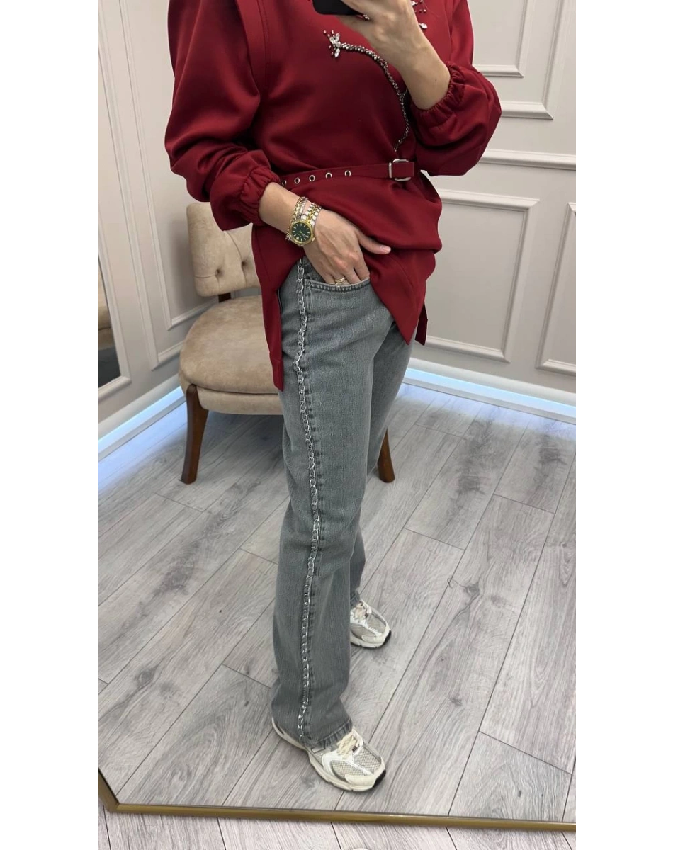 Venöve 26FWPNT0019 Gri Douglas Pantolon